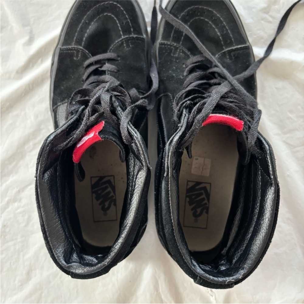 Vans Black Sk8-Hi Suede High-Top Sneakers with Red Tongue Tag - Picture 9 of 12